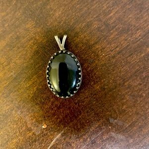 Vintage sterling silver and onyx Victorian styled pendant